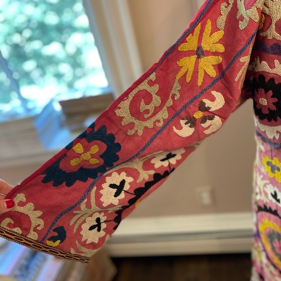 Uzbek chapan Handmade Embroidered Uzbekistan SUZANI Antique Caftan dress Vintag - Picture 9 of 9